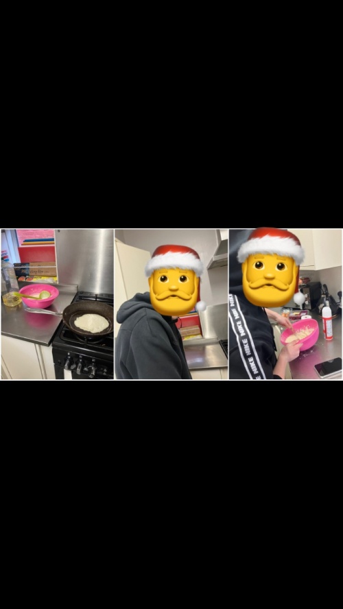 Pancake making with community members 